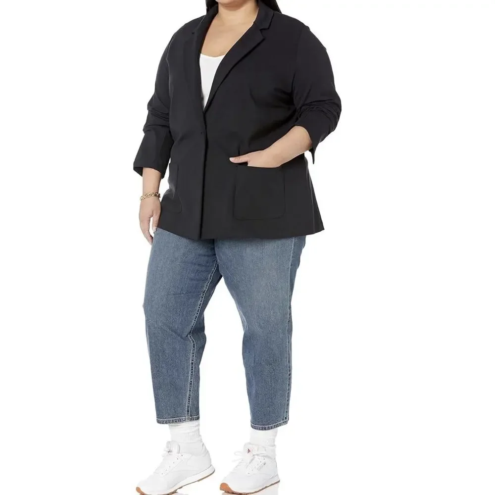Amazon Essentials Women's Relaxed-Fit Soft Ponte Blazer, Black, X-Large - Picture 6 of 16